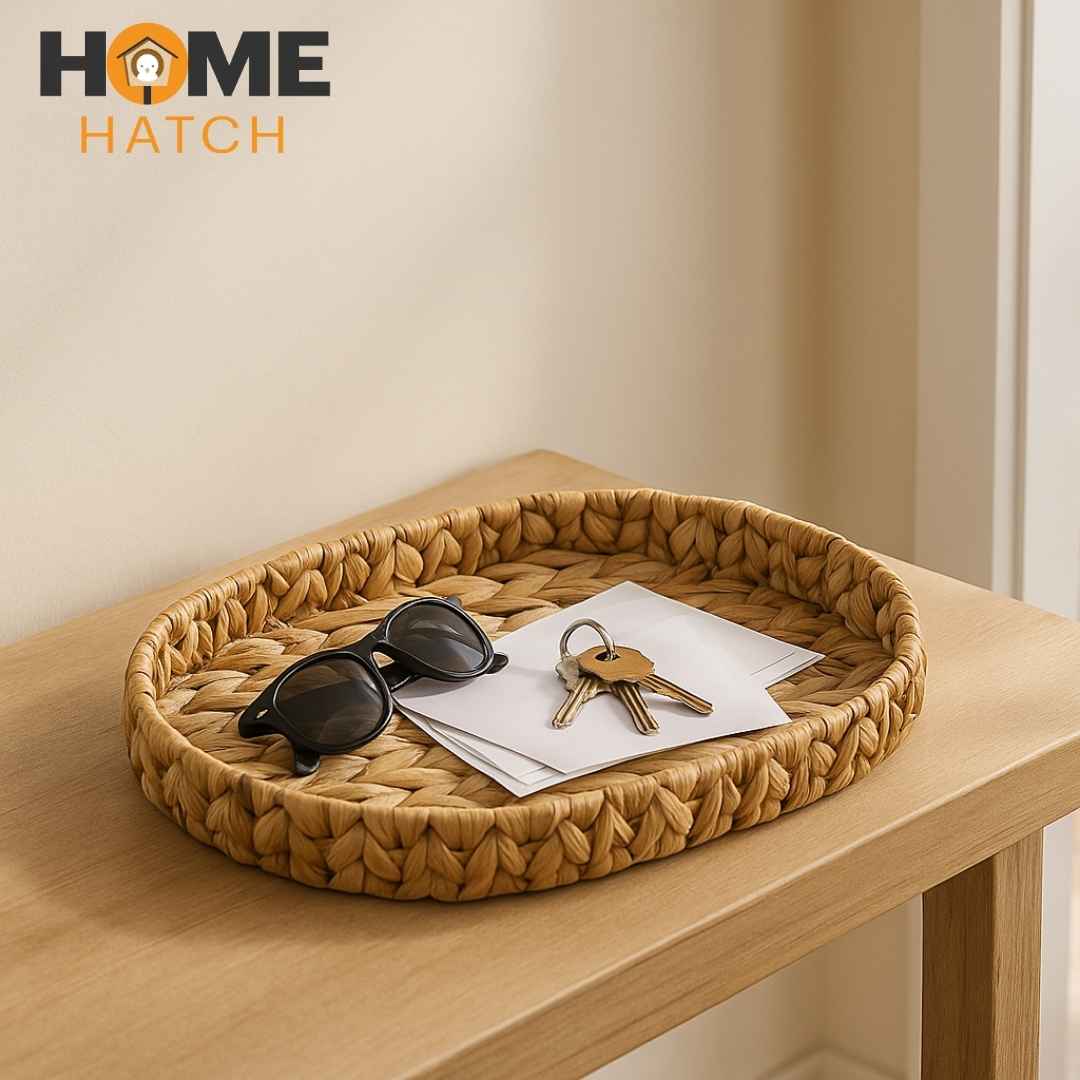 Handwoven oval wicker nested basket set made from natural fibers, ideal for storage, bread, and rustic home décor.