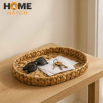 Handwoven oval wicker nested basket set made from natural fibers, ideal for storage, bread, and rustic home décor.