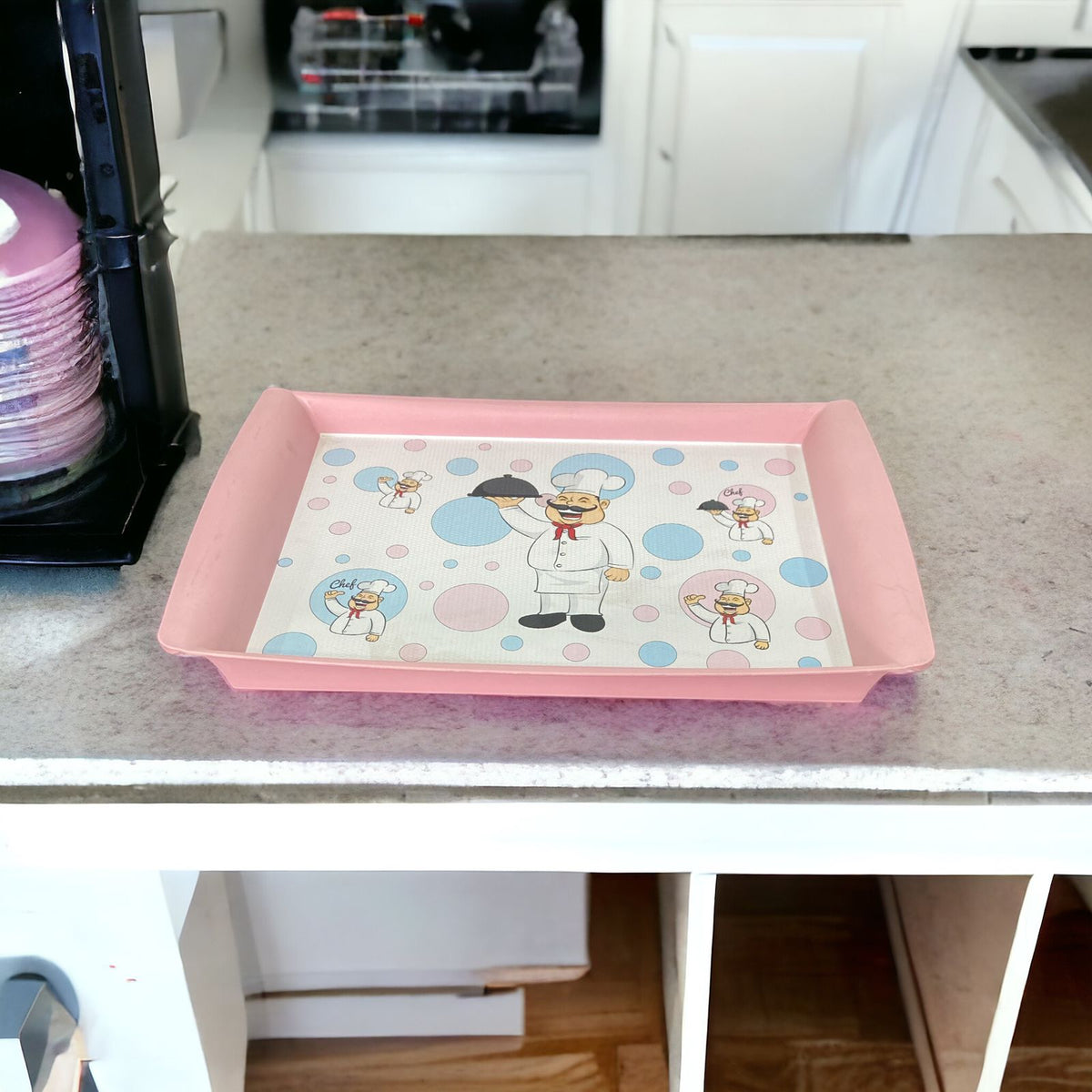 Plastic Printed Serving Tray Pink | Décor Tray - Home Hatch