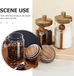 Premium Glass Storage Jar with Acacia Wood Lid and Wooden Spoon – Airtight Kitchen Container – Home Hatch Pakistan