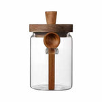 Premium Glass Storage Jar with Acacia Wood Lid and Wooden Spoon – Airtight Kitchen Container – Home Hatch Pakistan