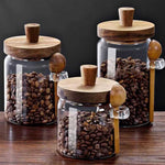 Premium Glass Storage Jar with Acacia Wood Lid and Wooden Spoon – Airtight Kitchen Container – Home Hatch Pakistan