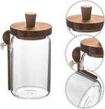 Premium Glass Storage Jar with Acacia Wood Lid and Wooden Spoon – Airtight Kitchen Container – Home Hatch Pakistan