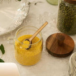 Premium Glass Storage Jar with Acacia Wood Lid and Wooden Spoon – Airtight Kitchen Container – Home Hatch Pakistan