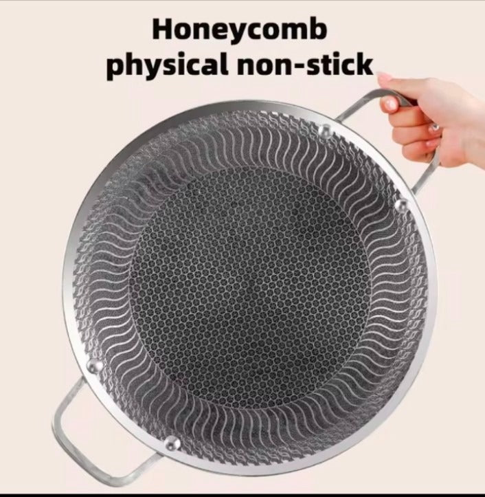 Premium honeycomb non-stick stainless steel tawa – Home Hatch Pakistan honeycomb non stick steel tawastainless steel tawa Pakistannon stick frying pan Pakistanroti tawa stainless steelHome Hatch cookwareparatha tawa non stickhoneycomb frying pankitchen cookware Pakistansteel cooking pandurable non stick tawa