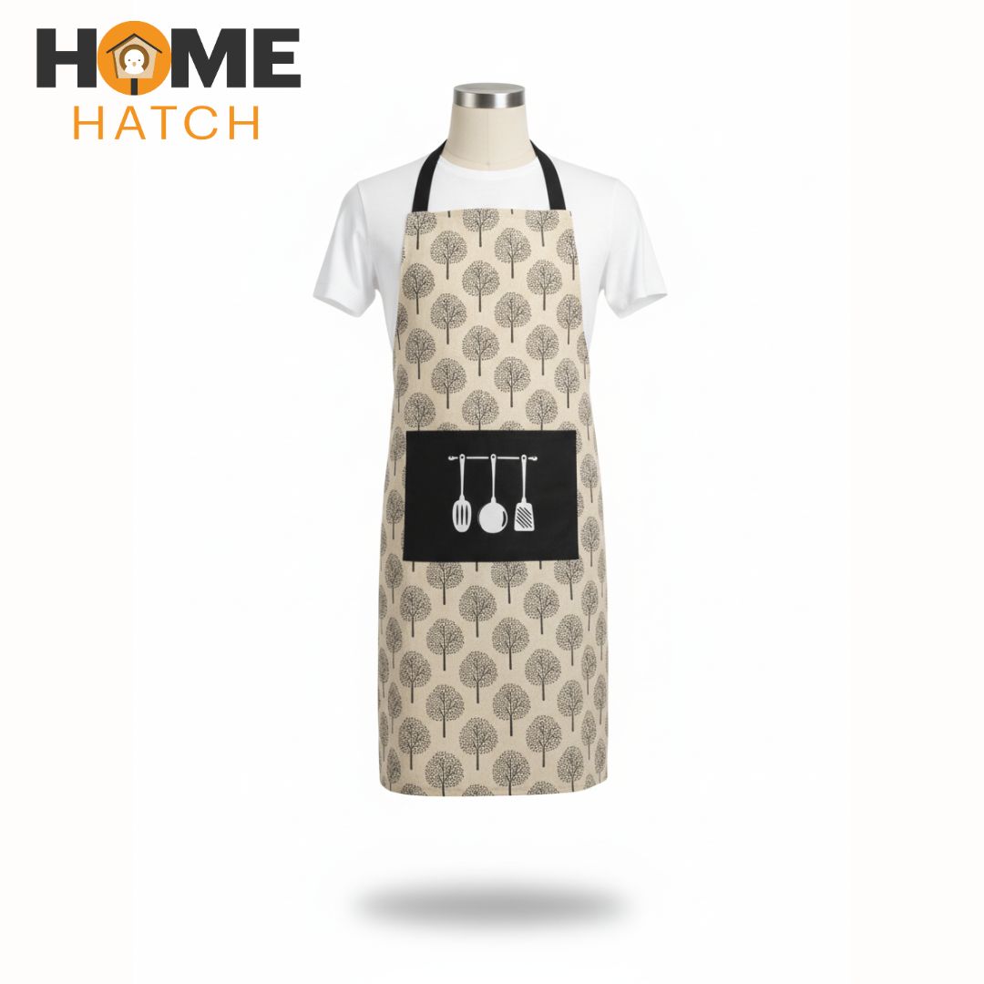 Printed Cotton Kitchen Apron with Pocket