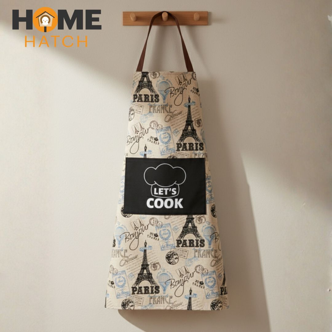 Printed Cotton Kitchen Apron with Pocket