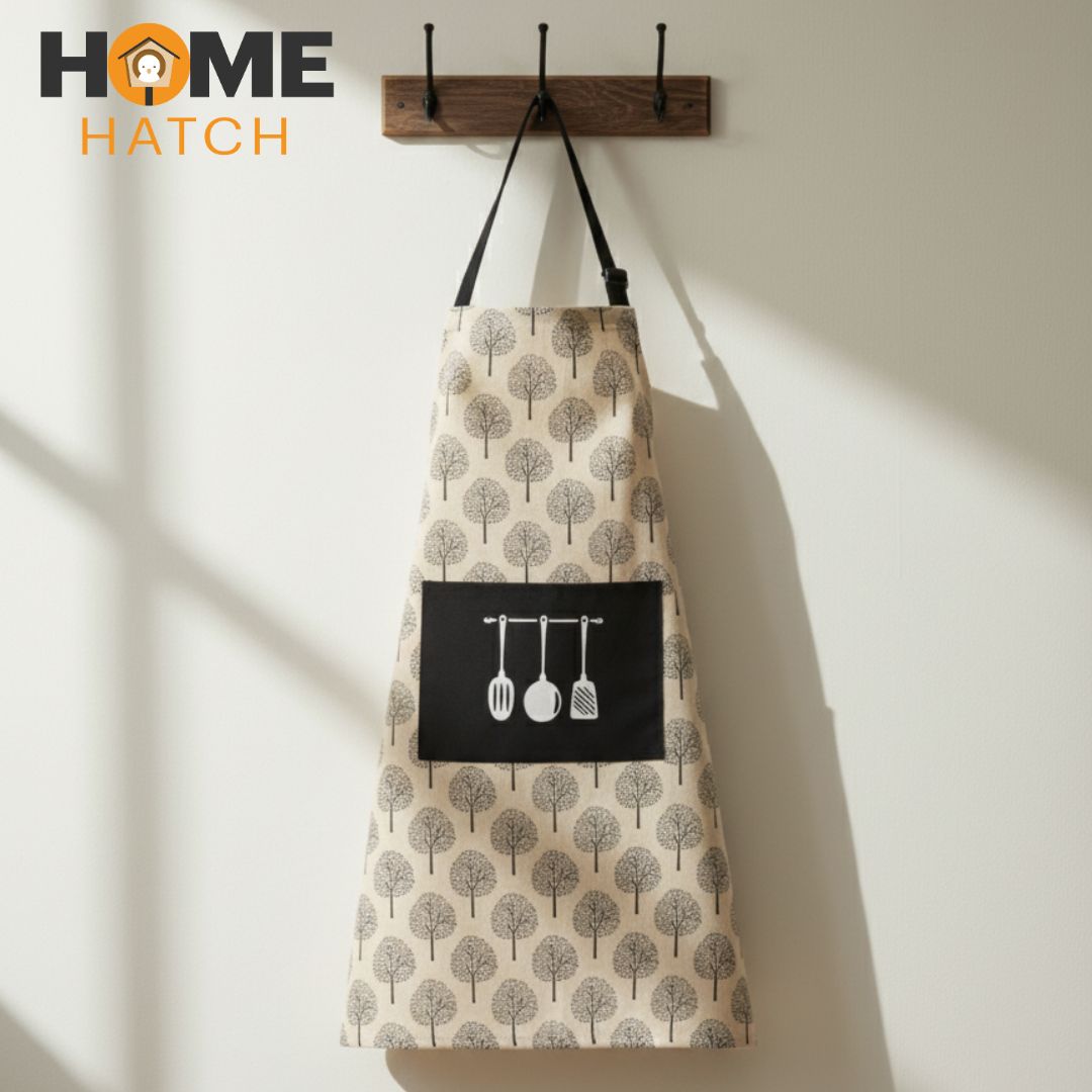 Printed Cotton Kitchen Apron with Pocket