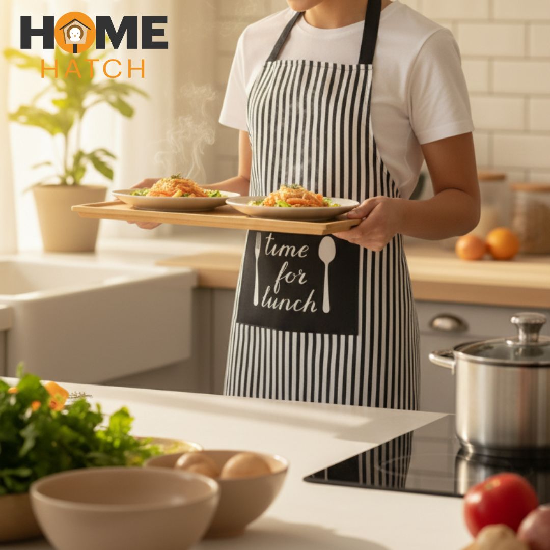 Printed Cotton Kitchen Apron with Pocket