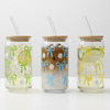 Printed Glass Tumblers with Bamboo Lid & Glass Straw – Bow & Daisy