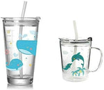 Printed Glass Mug With Straw | Kids Glass