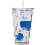 Printed Glass Mug With Straw | Kids Glass