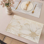 Gold Flower Grey or White Rectangular Table Mats