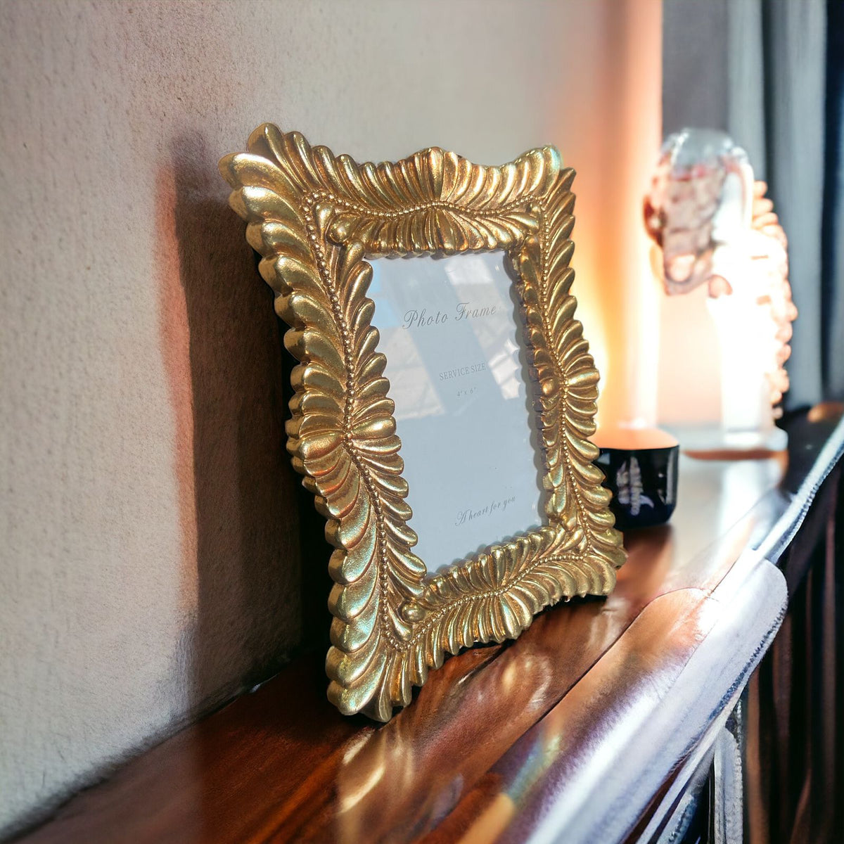 Gold Luxury Leaf Border Photo Frame | Home Décor