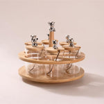 Revolving airtight spice jars set with bear lids, golden spoons and wooden stand – Home Hatch Pakistan