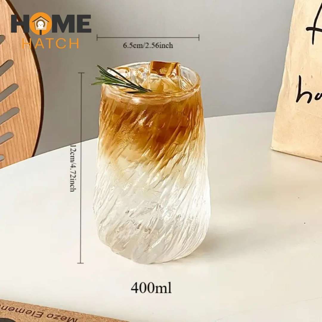 Ripple Glass Cup – Textured Drinking Glass for Juice & Cocktails