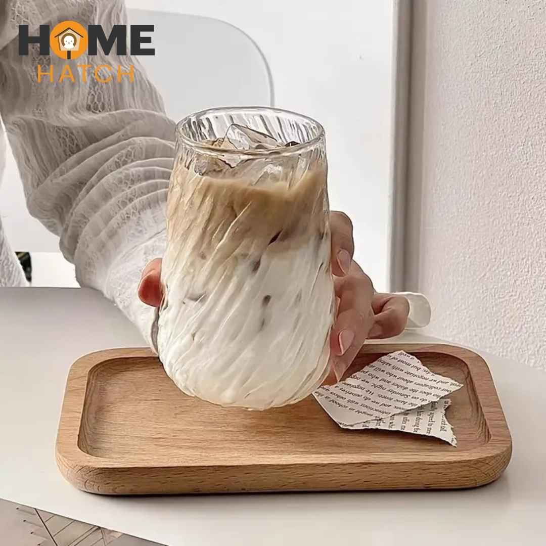 Ripple Glass Cup – Textured Drinking Glass for Juice & Cocktails