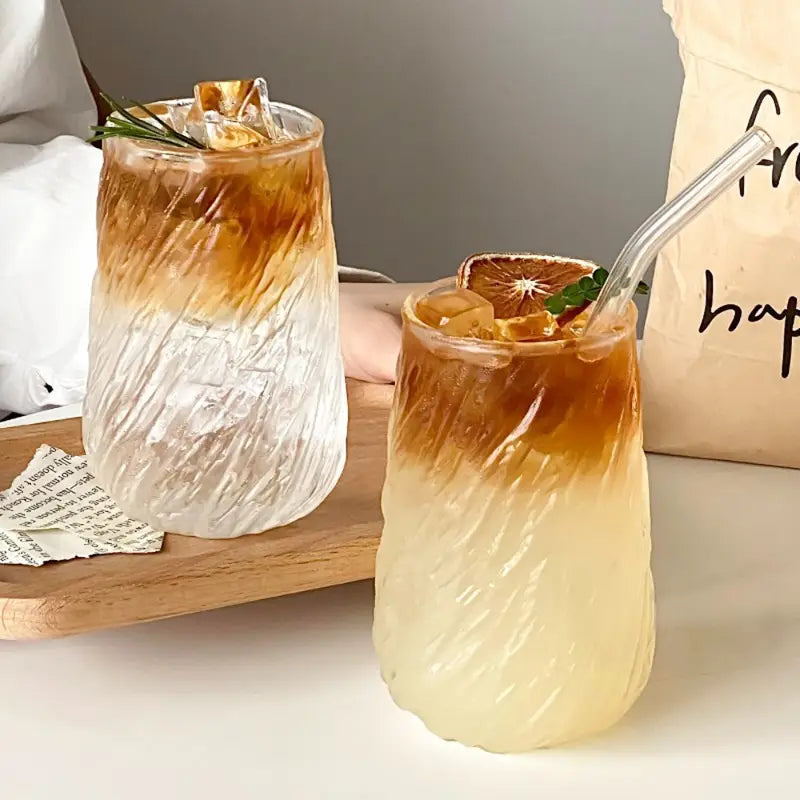 Ripple Glass Cup – Textured Drinking Glass for Juice & Cocktails