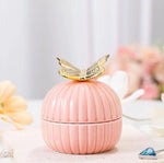 Round Gold Animal Lid Pink Ceramic Candy Jar | Storage Jar | Center Piece