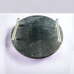 Elegant Round Marble Tray With Metal Handle | Organizer Tray - Home Hatch