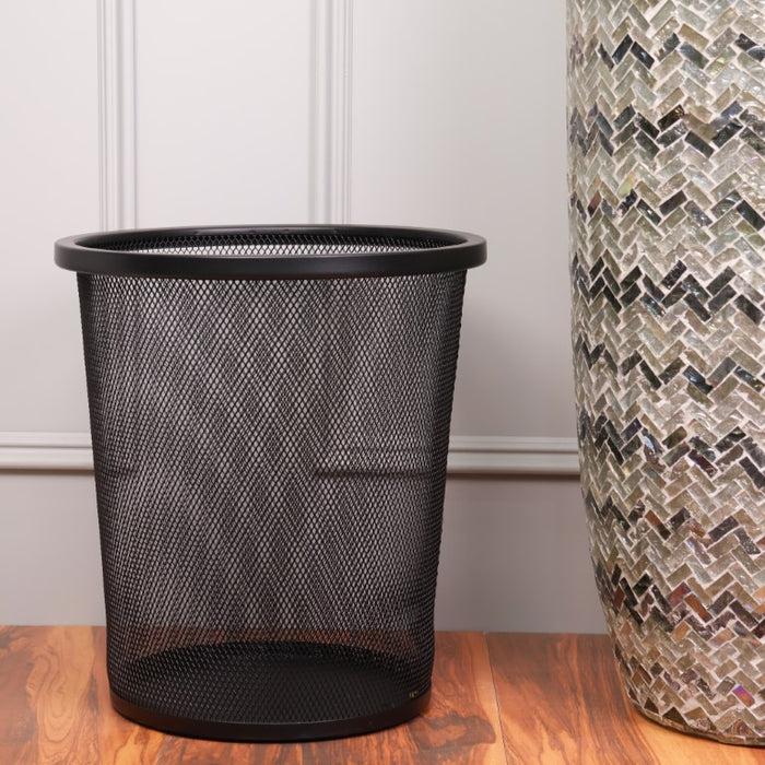 Round Metal Mesh Waste Bin | Dust Bin | Trash Can - Home Hatch