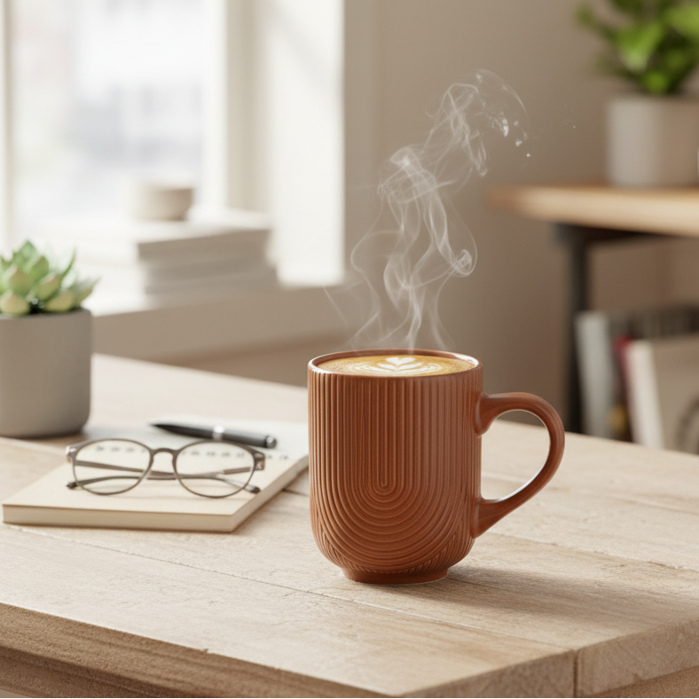 Rustic Arc Stoneware Mug – handmade ceramic coffee cup