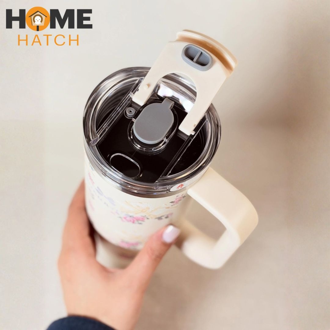 SITARAYURI tumbler 900 ml with lid, straw and handle – Home Hatch Pakistan