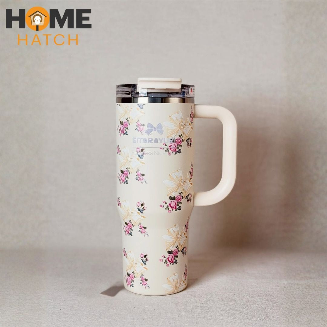 SITARAYURI tumbler 900 ml with lid, straw and handle – Home Hatch Pakistan