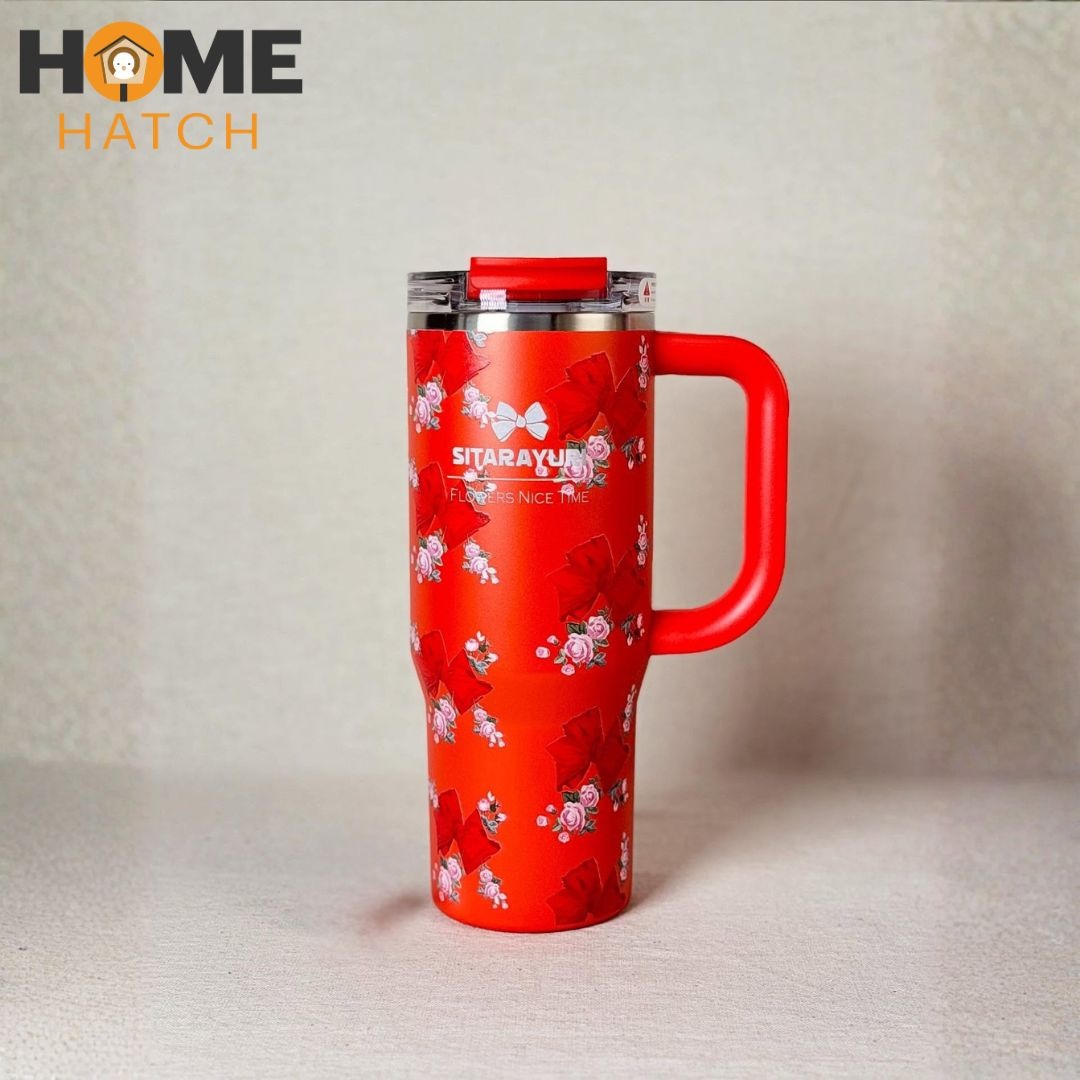 SITARAYURI tumbler 900 ml with lid, straw and handle – Home Hatch Pakistan