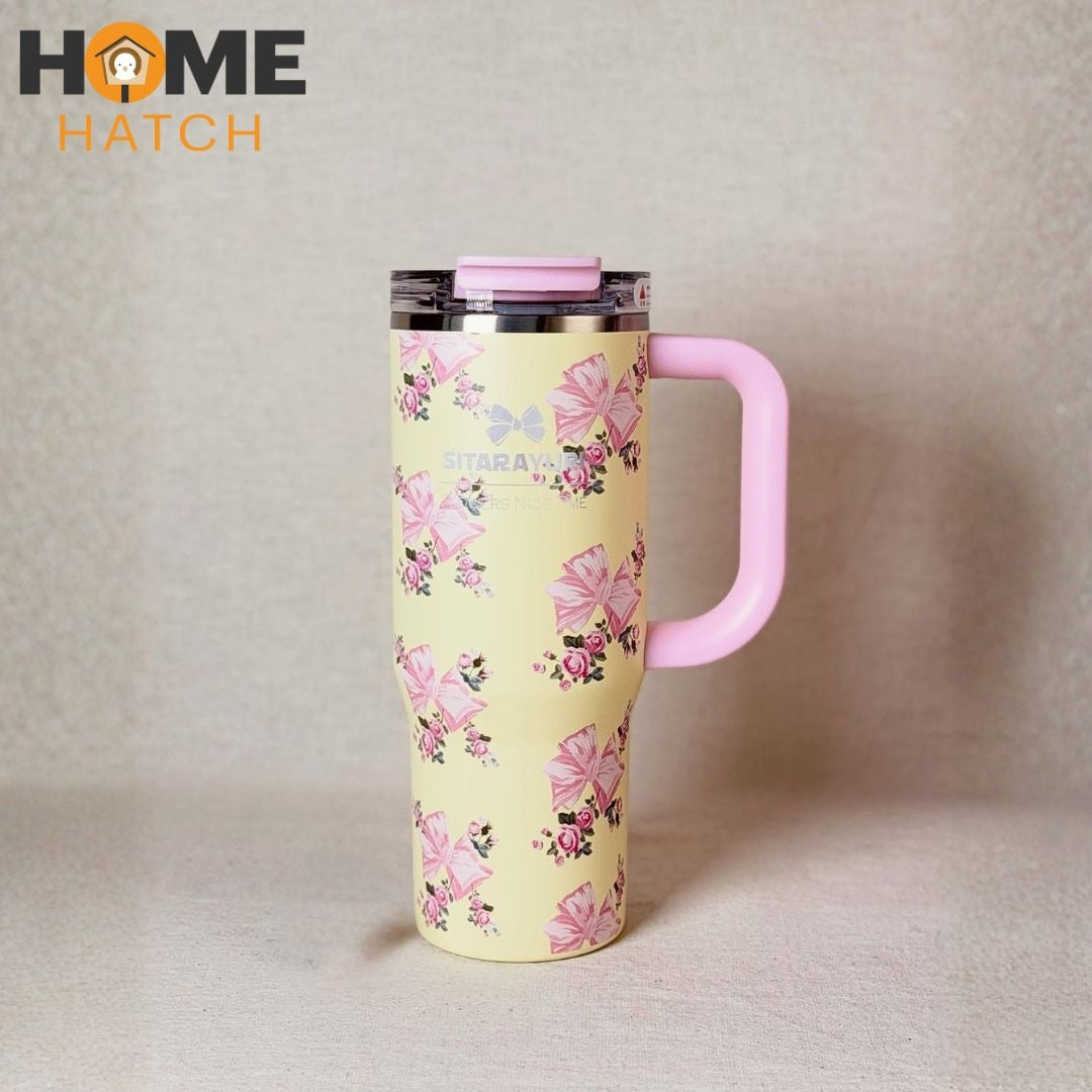 SITARAYURI tumbler 900 ml with lid, straw and handle – Home Hatch Pakistan