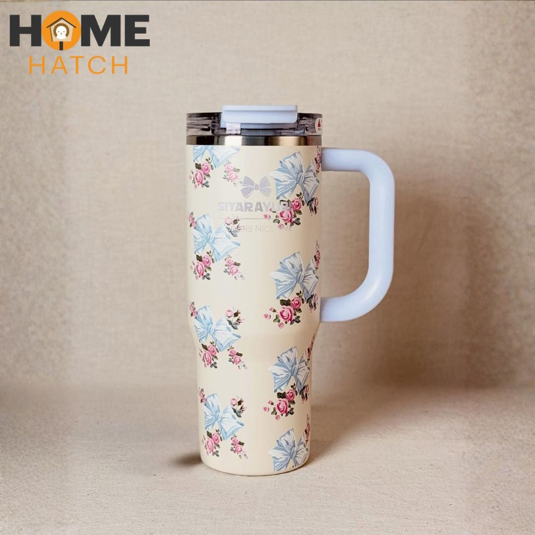 SITARAYURI tumbler 900 ml with lid, straw and handle – Home Hatch Pakistan