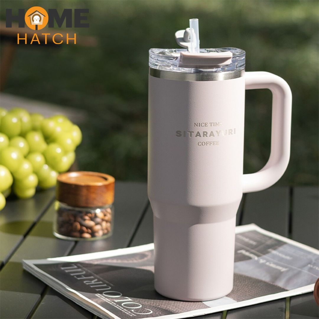 SITARAYURI tumbler 900 ml with lid, straw and handle and leafproof,tumbler with lid and straw Pakistan