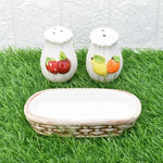 Food Design Salt and Pepper Shakers Set With Tray For Dining Table | Kitchen Accessories - Home Hatch
