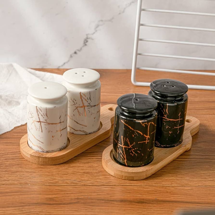 Marble Pattern Salt And Pepper Shaker Set | Kitchen Accessories - Home Hatch
