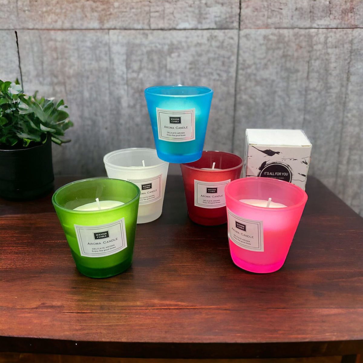Colored Glass Jar Natural Scented Candles - Home Hatch