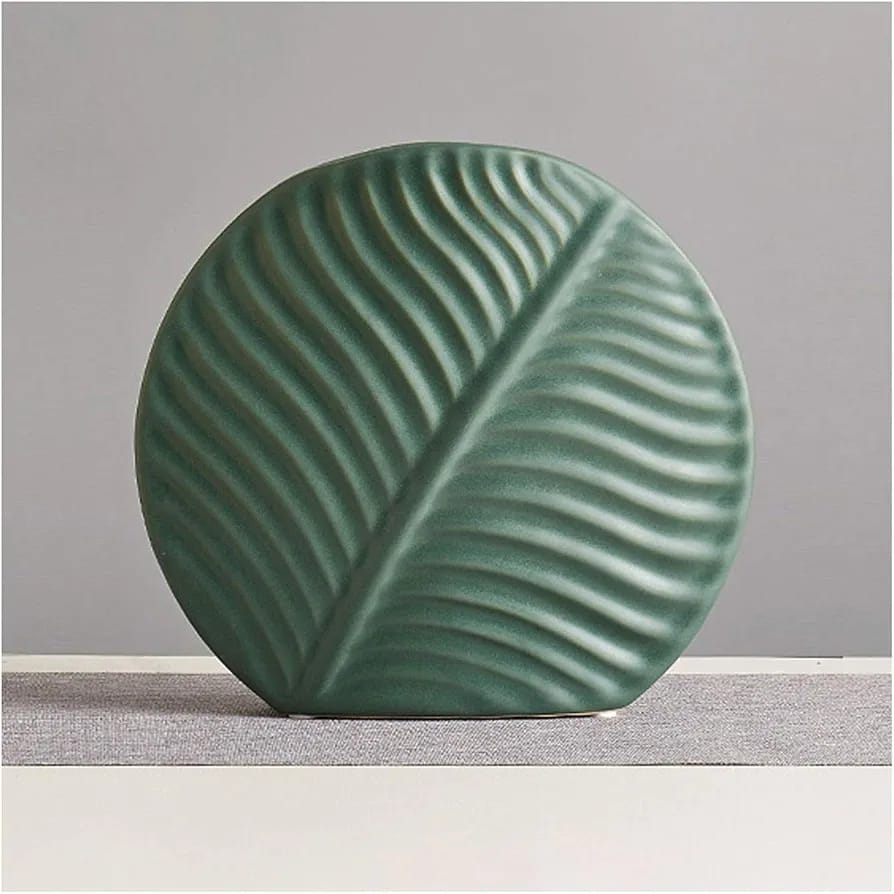 Nordic ceramic vasesleaf shaped ceramic vaseset of 3 ceramic vasesmodern decorative vasesribbed ceramic vaseflower vase setliving room decorative vaseceramic vase for home decormodern home decor vasedecorative vases Pakistan