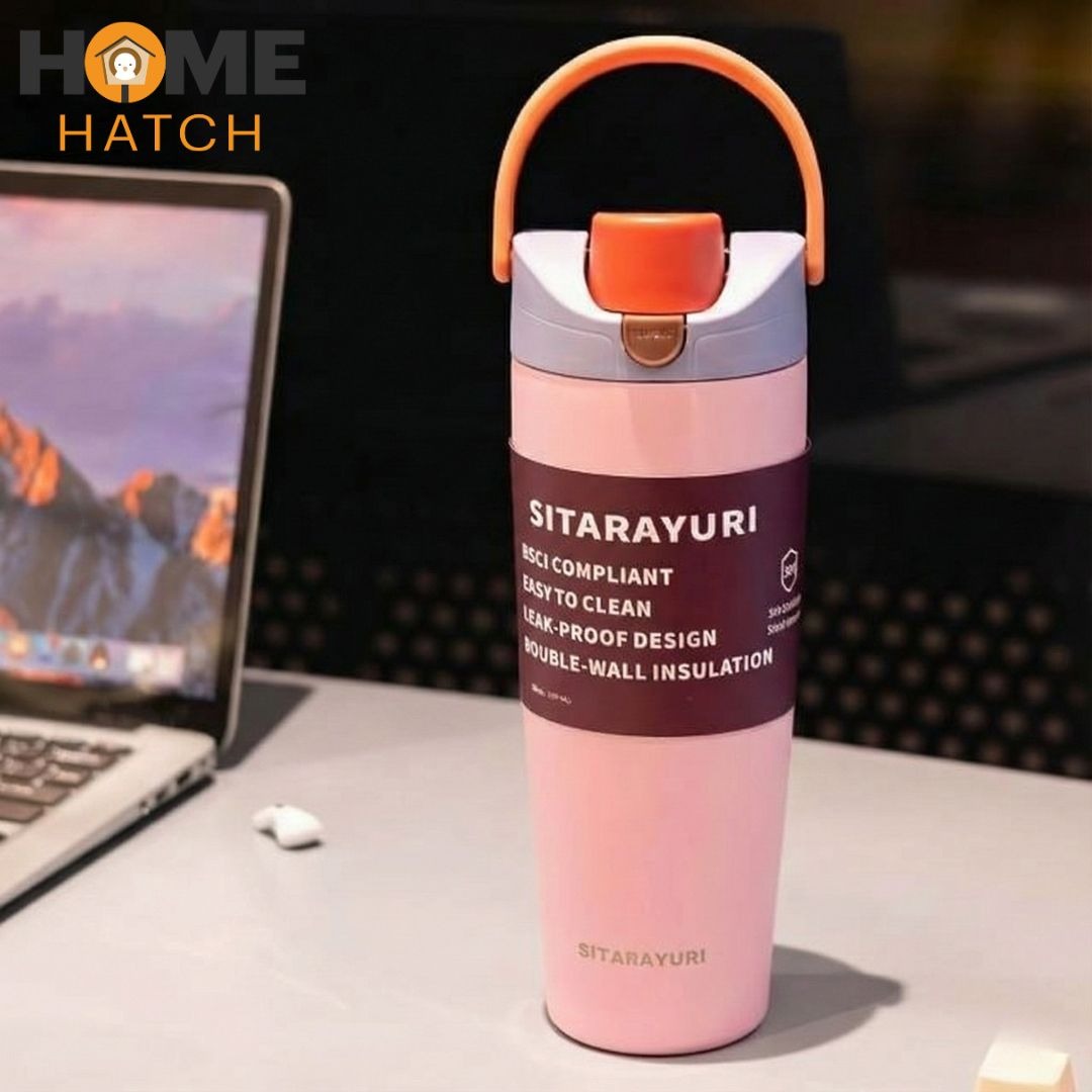 Sitarayuri flip-top leak-proof insulated travel mug 900ml – assorted colours – Home Hatch Pakistan