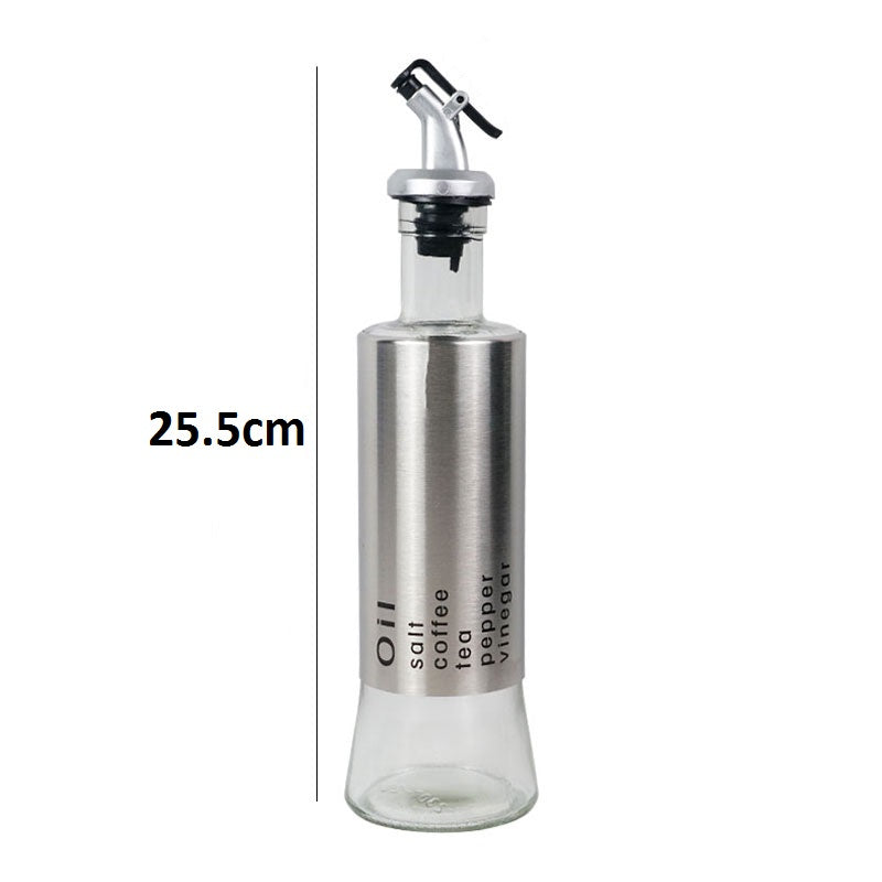 Steel & Glass Oil Seasoning Bottle 300ml | Kitchen Accessories