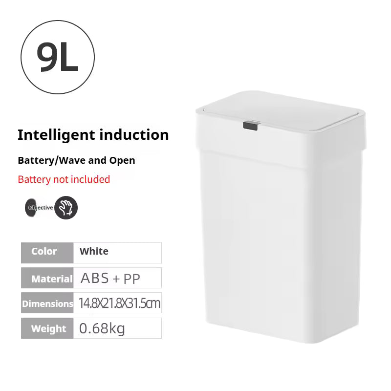 Smart auto sensor trash can touchless slim waste bin for kitchen and bathroom on white background