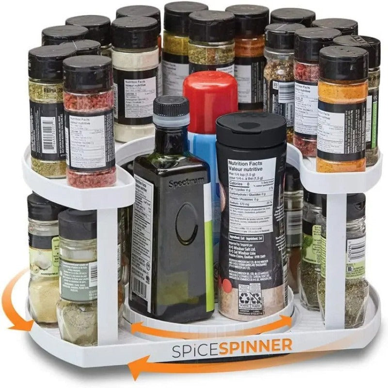 SmartSpin 2-tier rotating spice organizer kitchen storage rack – Home Hatch Pakistan