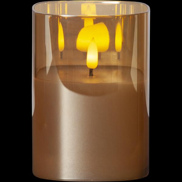 Square Amber Coloured Led Wax Candle