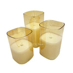 Square Amber Coloured Led Wax Candle