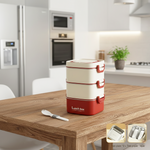 Stackable 3 layer lunch box with compartments for office and school use in Pakistan