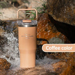 900 ml leakproof stainless steel insulated coffee tumbler with straw and handle