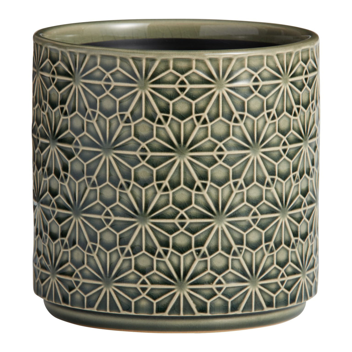 Stamped Floral Design Ceramic Flower Pot - Home Hatch
