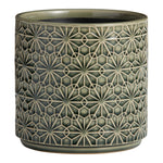 Stamped Floral Design Ceramic Flower Pot - Home Hatch