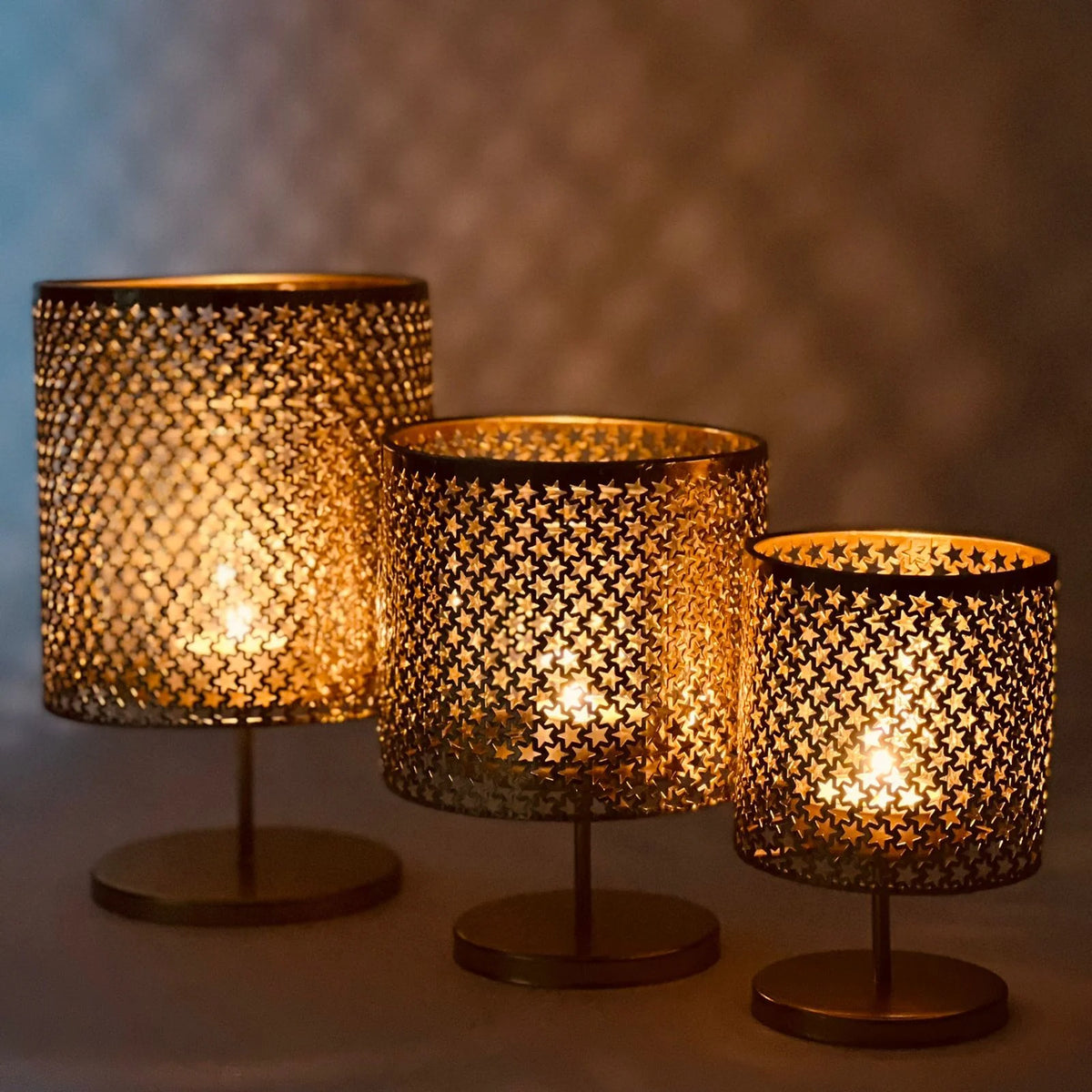 Star Shaped Golden Candle Lanterns | Home Décor