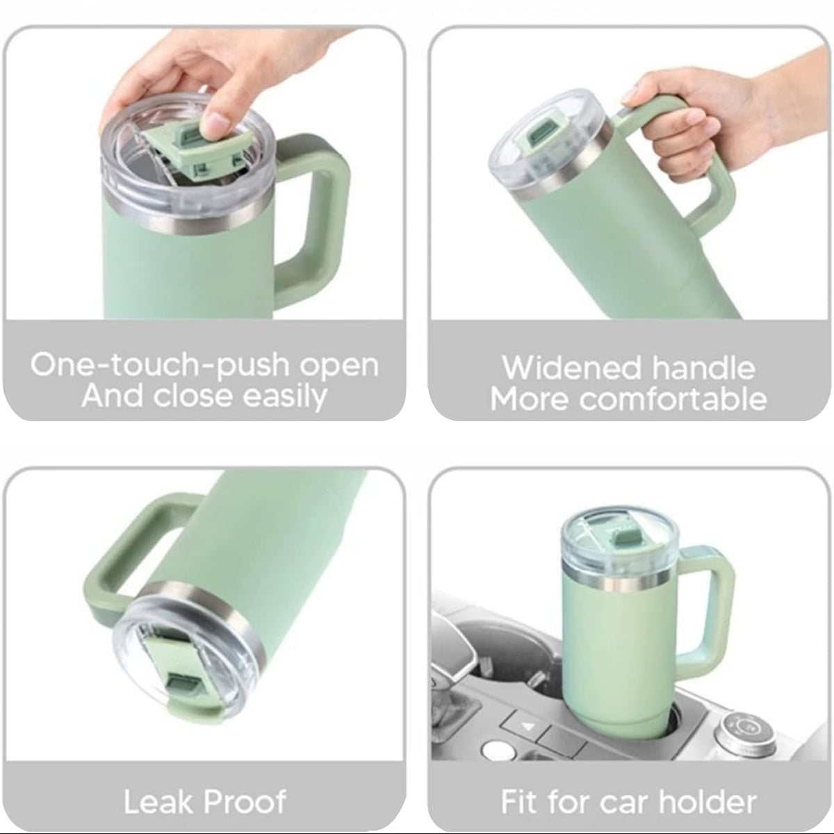 TYESO 40 oz stainless steel travel mug with handle and lockable lid – Home Hatch Pakistan