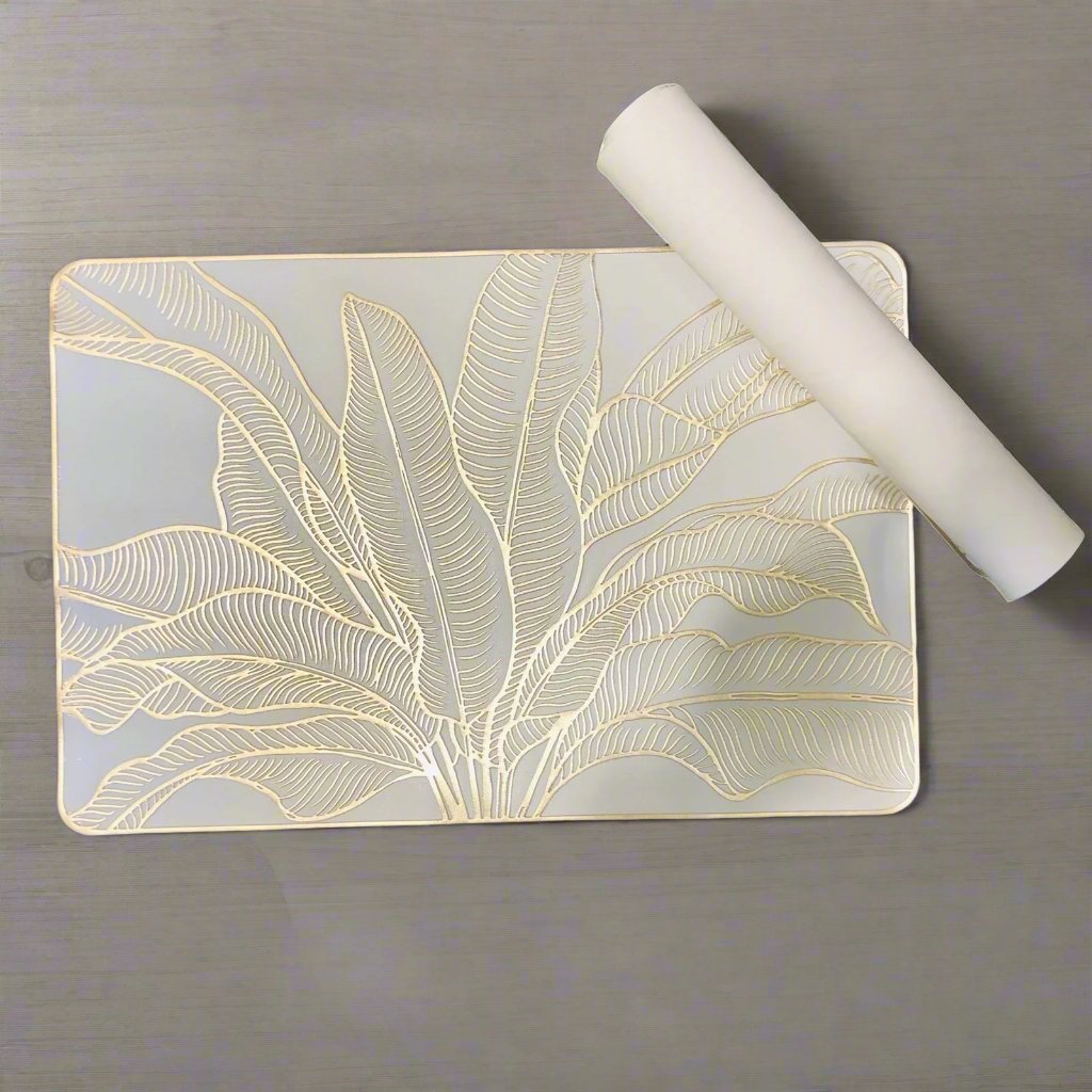Fancy Table Mat Background Elegant Gold Flower Rectangular Table Mats