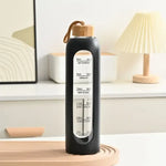 Time Stone 1000ml Borosilicate Glass Bottle with Silicone Sleeve & Bamboo Lid